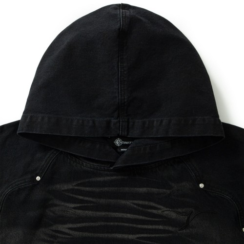 Custom Clothing Manufacturer Embroidered LOGO Acid Wash Denim Hoodies