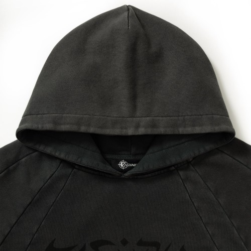 Custom Clothing Manufacturer Digital Printing Black Acid-Washed Hoodie