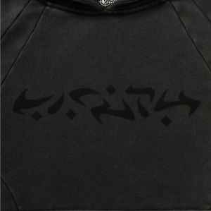 Custom Clothing Manufacturer Digital Printing Black Acid-Washed Hoodie