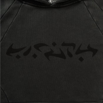 Custom Clothing Manufacturer Digital Printing Black Acid-Washed Hoodie