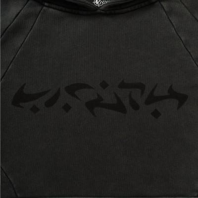 Custom Clothing Manufacturer Digital Printing Black Acid-Washed Hoodie