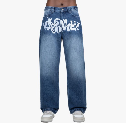 Custom Clothing Manufacturer Digital Printing Patterns Acid-Washed Jeans