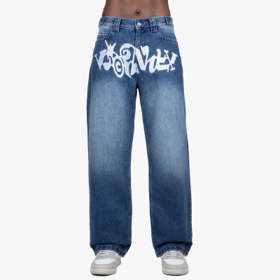 Custom Clothing Manufacturer Digital Printing Patterns Acid-Washed Jeans