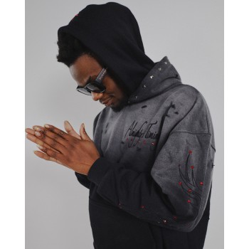 Custom Clothing Manufacturer Embroidery Rhinestones Acid Wash Hoodies