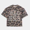 Custom Clothing Manufacturer Appliqué Embroidery Leopard Print T-shirt