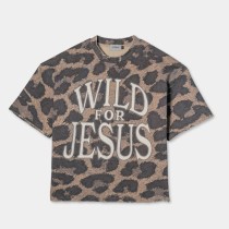 Custom Clothing Manufacturer Appliqué Embroidery Leopard Print T-shirt