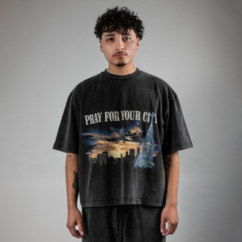 Custom Clothing Manufacturer Digital Printing Acid Wash Cotton T-shirt