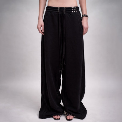 Custom Clothing Manufacturer Embroidery LOGO Raw High-Waisted Sweatpants