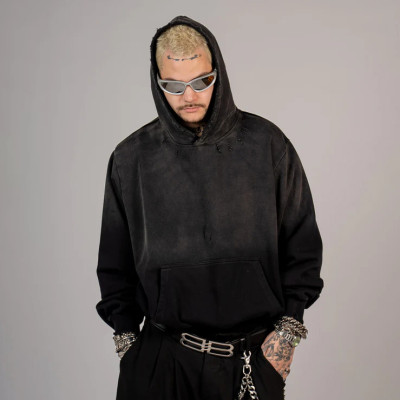 Custom Clothing Manufacturer Acid Wash Distressed Hoodies