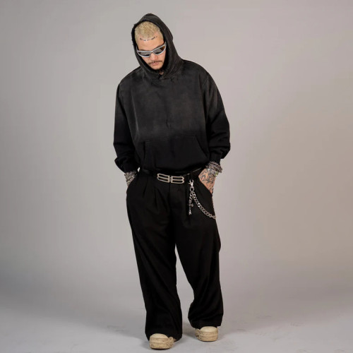 Custom Clothing Manufacturer Acid Wash Distressed Hoodies