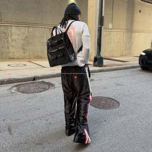 Custom Clothing Manufacturer Appliqué Embroidery LOGO Striped Sweatpants