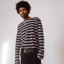 Custom Clothing Manufacturer Cotton Stripes Distressed T-Shirt