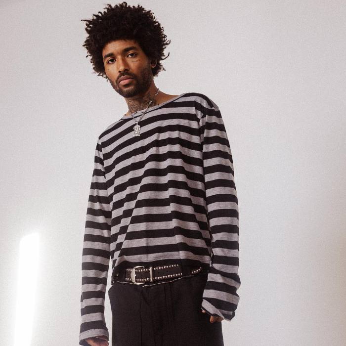 Custom Clothing Manufacturer Cotton Stripes Distressed T-Shirt