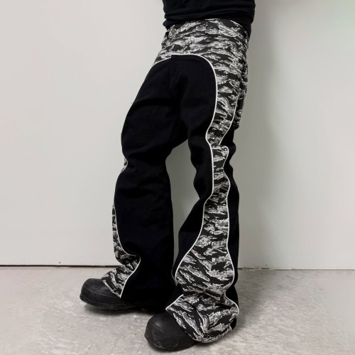 Custom Clothing Manufacturer Camouflage Patchwork Jeans