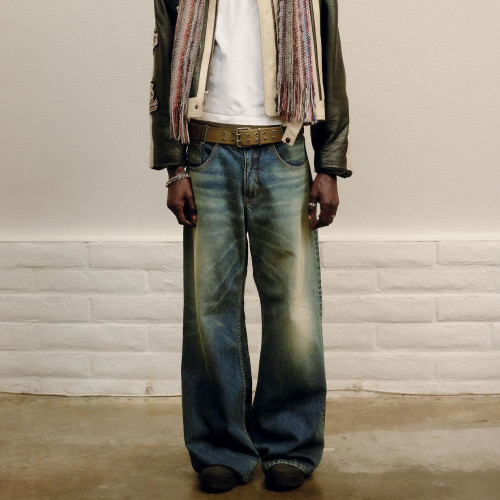 Custom Clothing Manufacturer Acid Wash Straight-leg Casual Jeans