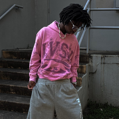 Custom Clothing Manufacturer Screen Printing Acid Wash  Pullover Hoodies