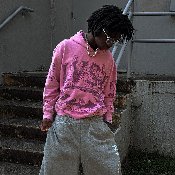 Custom Clothing Manufacturer Screen Printing Acid Wash  Pullover Hoodies