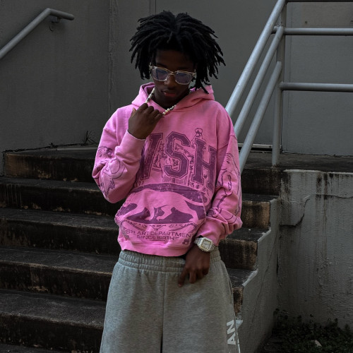 Custom Clothing Manufacturer Screen Printing Acid Wash  Pullover Hoodies