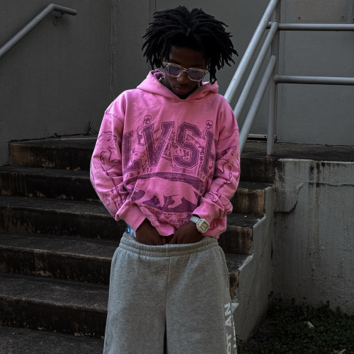 Custom Clothing Manufacturer Screen Printing Acid Wash  Pullover Hoodies