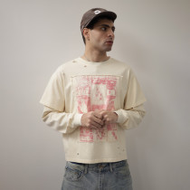 Custom Clothing Manufacturer Distressed Screen Printing Faux two-piece T-shirt