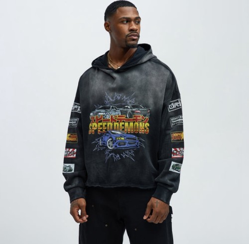 Custom Clothing Manufacturer Acid Wash Raw Digital Printing Hoodies