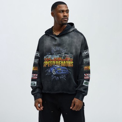 Custom Clothing Manufacturer Acid Wash Raw Digital Printing Hoodies