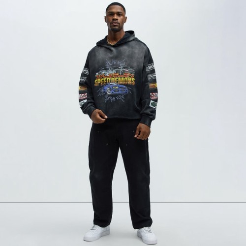 Custom Clothing Manufacturer Acid Wash Raw Digital Printing Hoodies