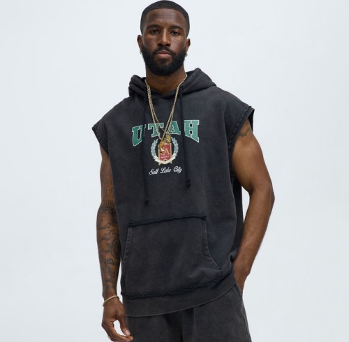 Custom Clothing Manufacturer Raw Digital Printing sleeveless hoodies