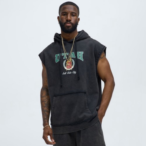 Custom Clothing Manufacturer Raw Digital Printing sleeveless hoodies