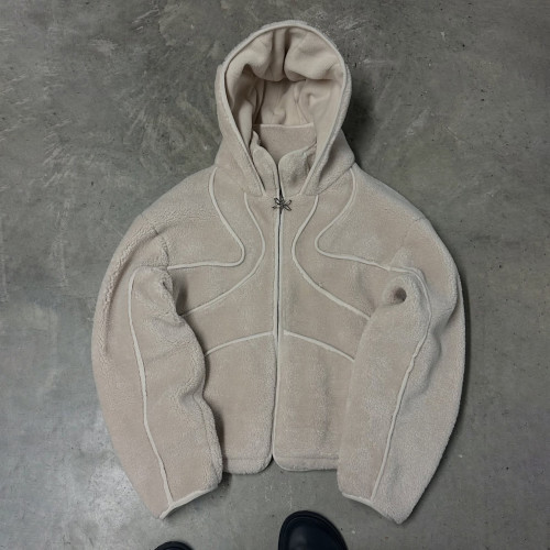 Custom Clothing Manufacturer Patchwork Lamb Fleece Hoodies