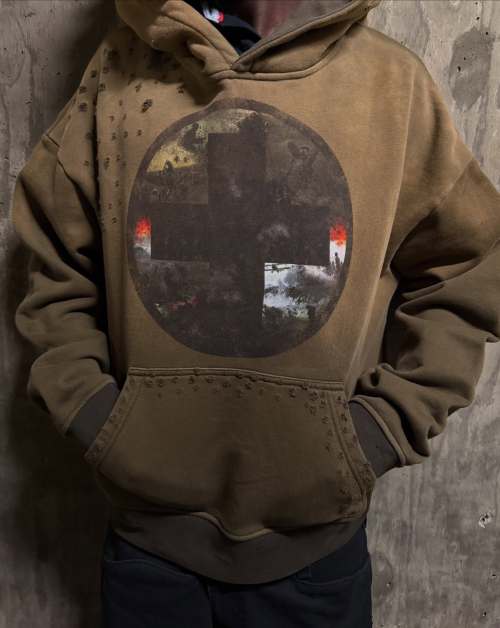 Custom Clothing Manufacturer Digital Printing Acid Wash Distressed Hoodies