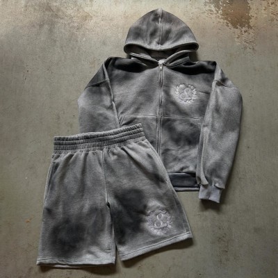 Custom Clothing Manufacturer Acid Wash Embroidered logo Hoodies