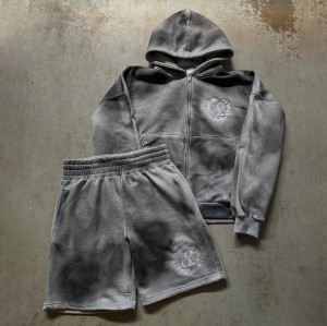 Custom Clothing Manufacturer Acid Wash Embroidered logo Hoodies