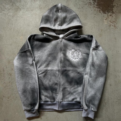 Custom Clothing Manufacturer Acid Wash Embroidered logo Hoodies