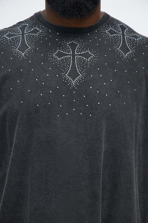 Custom Clothing Manufacturer Acid Wash Hot rhinestones Cotton T-shirt