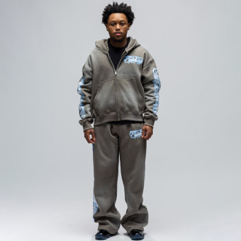 Custom Clothing Manufacturer Acid Wash Digital Printing Athletic Hoodie Set