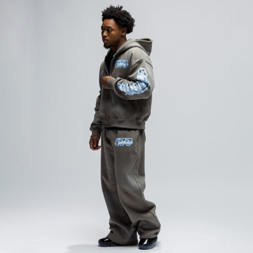 Custom Clothing Manufacturer Acid Wash Digital Printing Athletic Hoodie Set