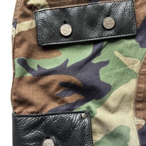 Custom Clothing Manufacturer Leather Patchwork Bags Camouflage Cargo Shorts
