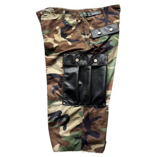 Custom Clothing Manufacturer Leather Patchwork Bags Camouflage Cargo Shorts