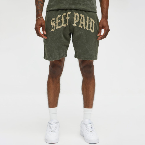 Custom Clothing Manufacturer Acid Wash Appliqué Embroidered Shorts