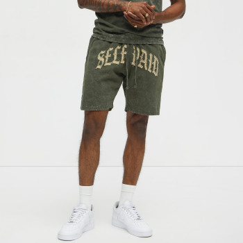 Custom Clothing Manufacturer Acid Wash Appliqué Embroidered Shorts