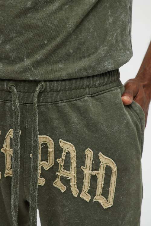 Custom Clothing Manufacturer Acid Wash Appliqué Embroidered Shorts