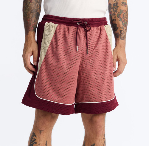 Custom Clothing Manufacturer Color Blocking Mesh Knit Breathable Sports Shorts