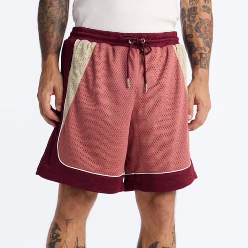 Custom Clothing Manufacturer Color Blocking Mesh Knit Breathable Sports Shorts