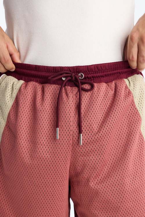 Custom Clothing Manufacturer Color Blocking Mesh Knit Breathable Sports Shorts