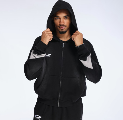 Custom Clothing Manufacturer Acid Wash Color Blocking Digital Printing Hoodies