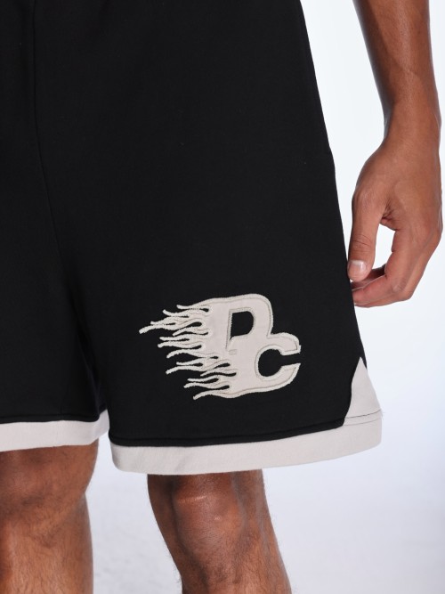 Custom Clothing Manufacturer Appliqué Embroidery Color-Blocked Casual Shorts