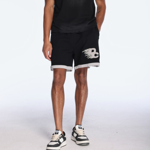 Custom Clothing Manufacturer Appliqué Embroidery Color-Blocked Casual Shorts