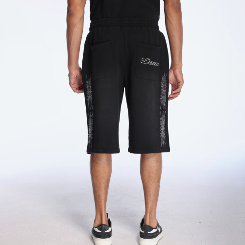 Custom Clothing Manufacturer Acid Wash Digital Printing Rhinestone Short