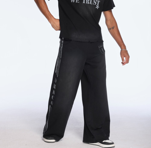 Custom Clothing Manufacturer Acid Wash Digital Printing Sweatpants